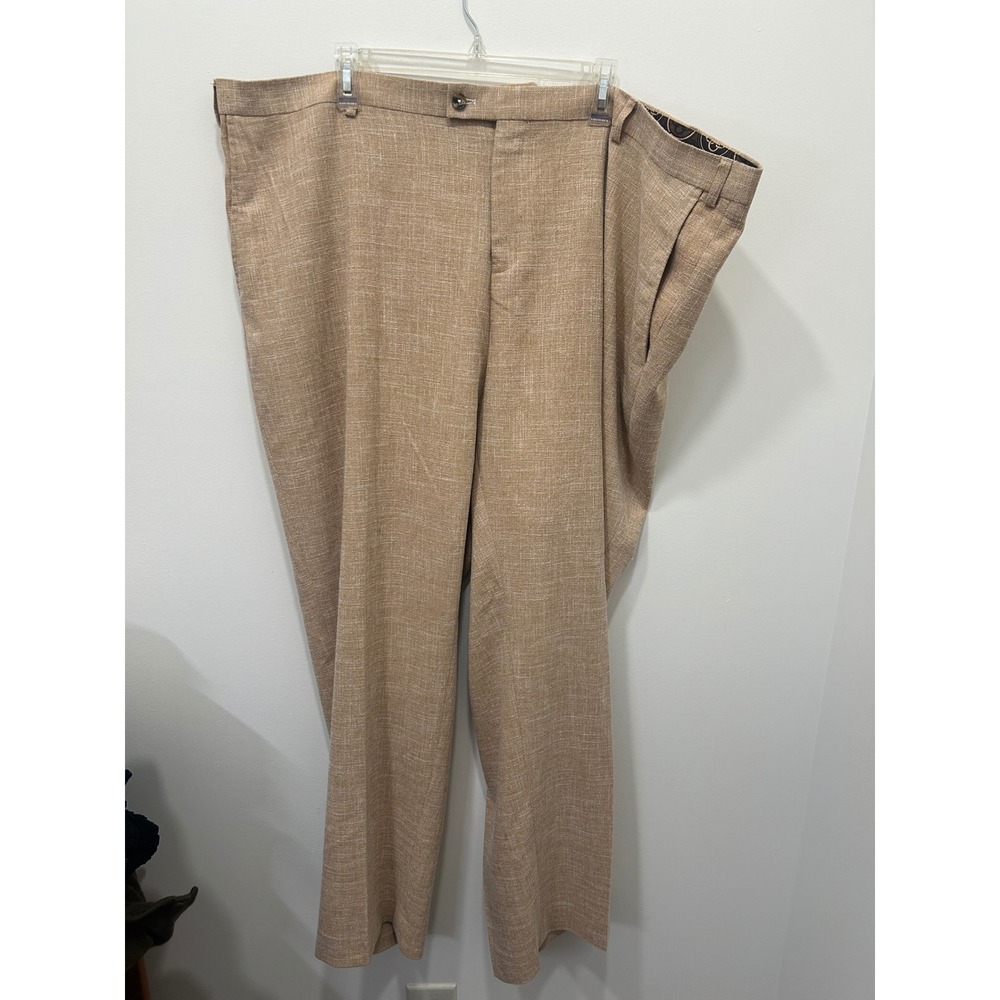 Paisley & Gray Mens Tan Brown Textured‎ Flat Front Dress Pants W48 L32 Stretch
